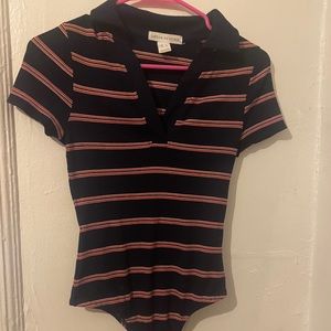 blue and red striped top with straps